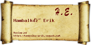 Hambalkó Erik névjegykártya