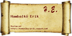 Hambalkó Erik névjegykártya
